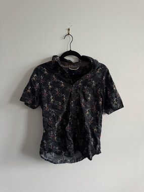 Roark Black Short-Sleeve Button-Down with Multicolor Skeleton Print